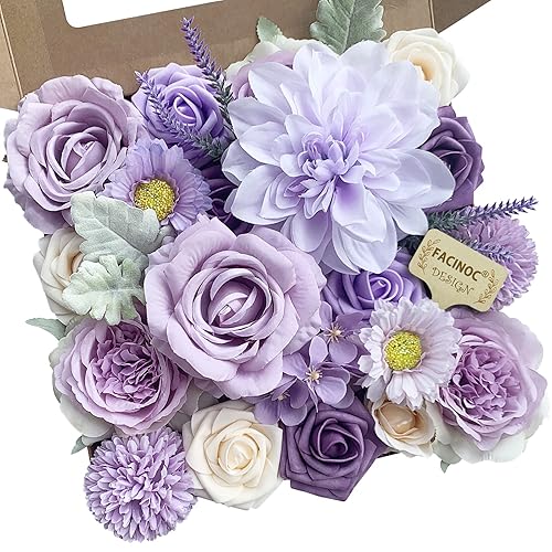 Roses Artificial Flowers Purple Bouquets Box Set Fake Flower with