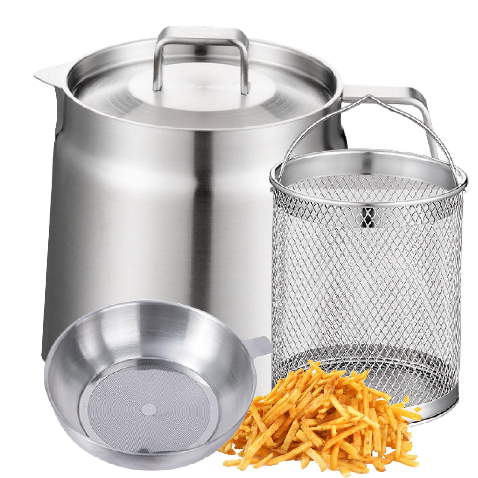 Filtre à huile de 2 L, pot de filtre à huile en acier inoxydable 304, pot de filtre à huile en acier inoxydable avec couvercle et récipient en maille fine, pour stocker la graisse de cuisson