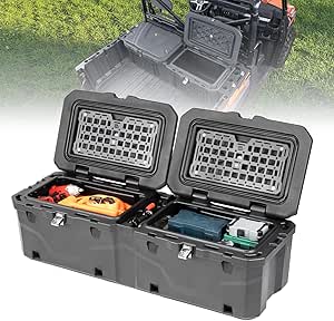 KEMIMOTO Updated Lock UTV Bed Box Tool Box 110L Compatible with Polaris Ranger 1000 / XP 1000 / CREW XP 1000 2018-2025, 29GAL Large Capacity Cargo Storage UTV Accessories