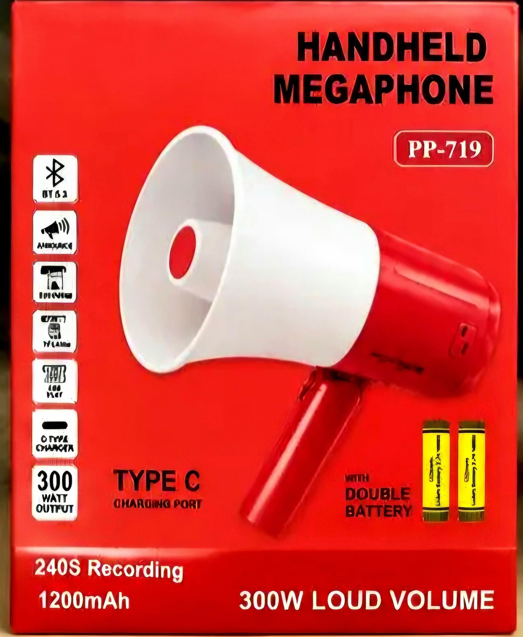 400W Folding Megaphone Horn with 240s Voice Recording Type-C | Bluetooth Enabled, USB & TF Card Slot, 75-Degree Ergonomic Handle, Rechargeable Battery, Public Announcements-image-38