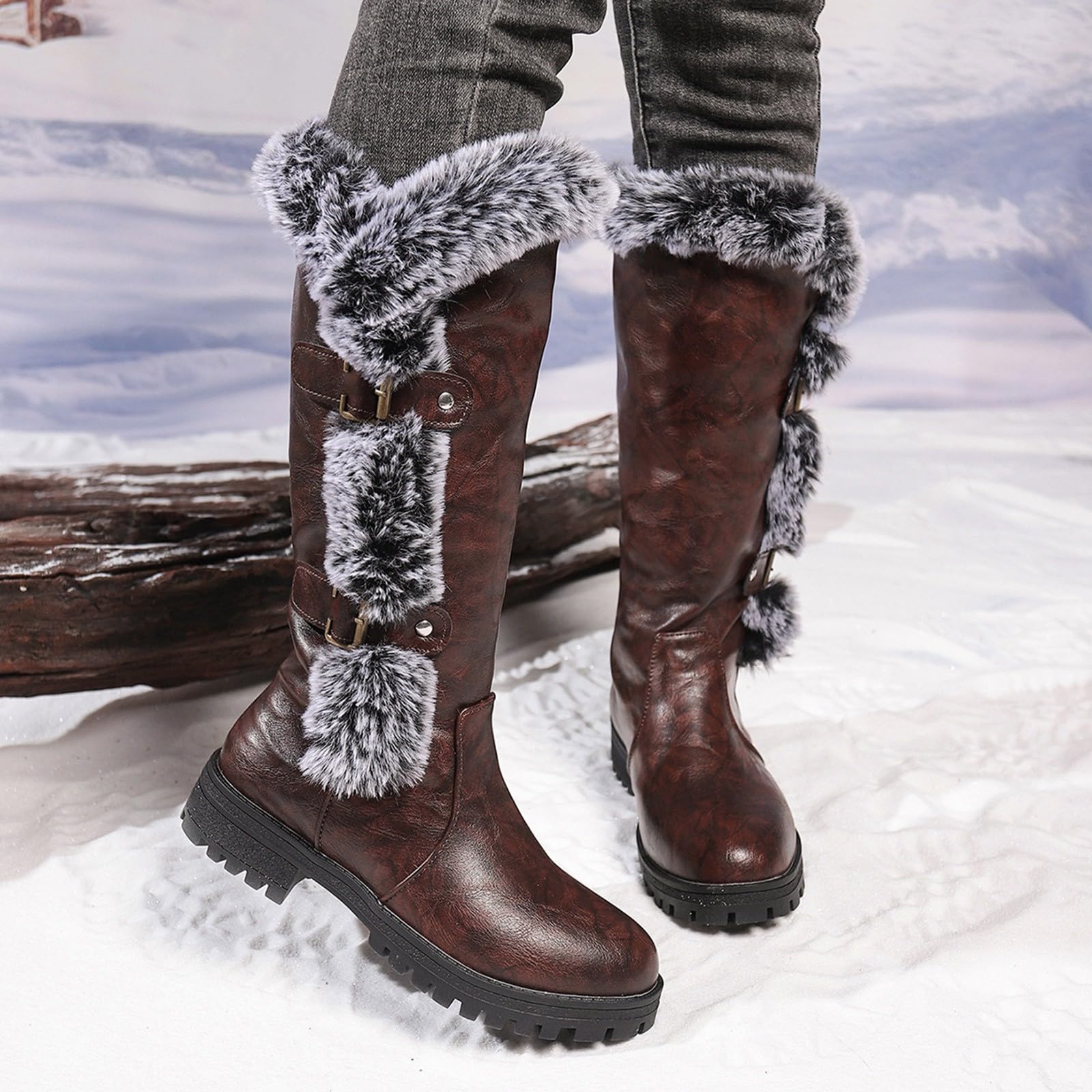 Générique Botte Femme Hiver Imperméables Fourrées Chaude Bottines Confortable Antidérapante Mi-Mollet Chaussures Chaudes Résistant À L’humidité Fermeture Éclair Bottes Outdoor Randonnée Courses