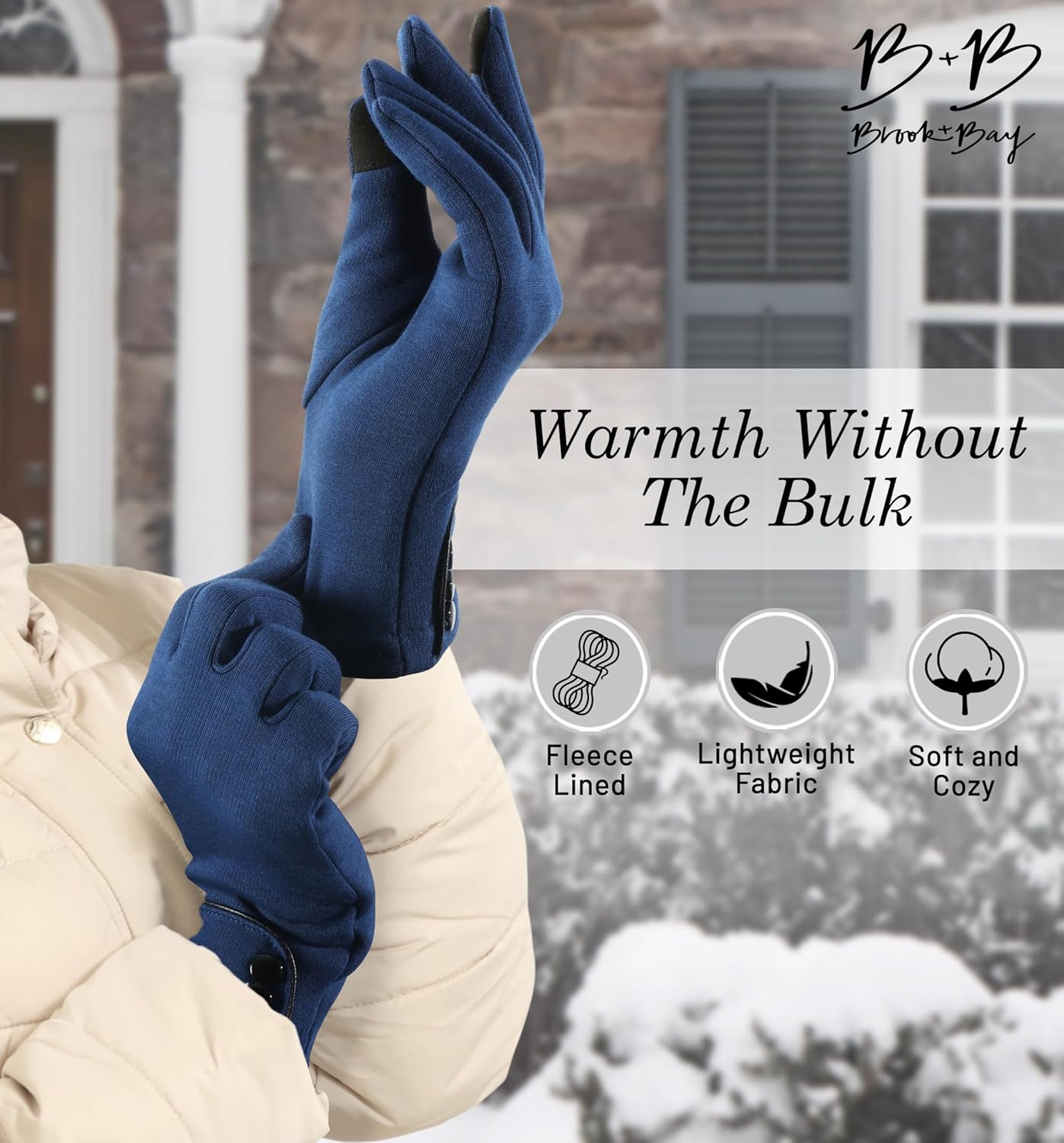 Brook + Bay Women's Cold Weather Gloves - Touchscreen Fleece Gloves for Texting - Image 6