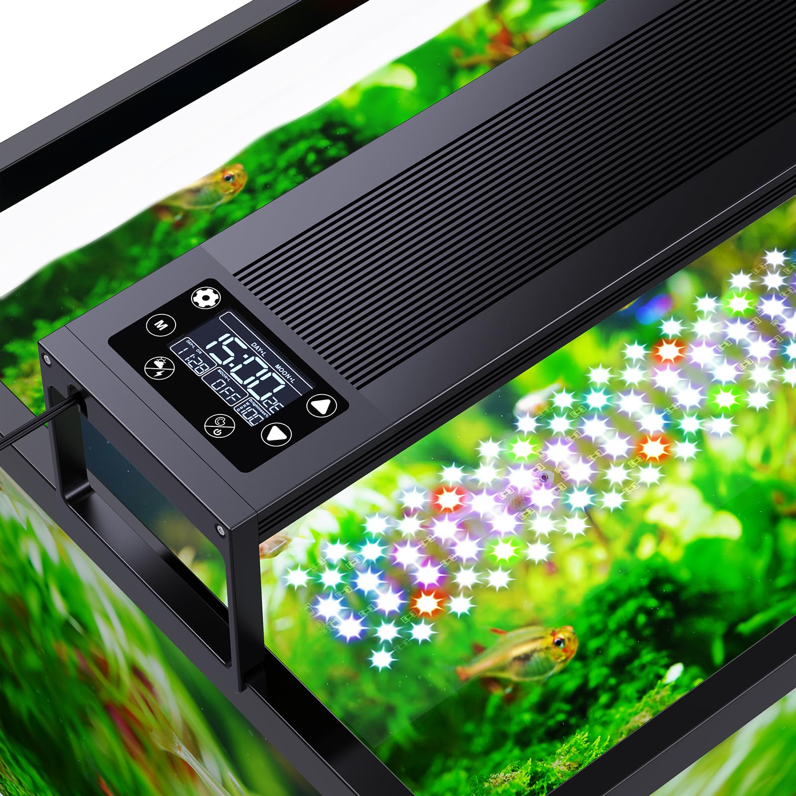 SEAOURA 24/7 LED Aquarium Plant Light for 18-24 Inch Fish Tank, Auto On Off with Timer, 9 Colors, Adjustable Brightness, Daylight & Moonlight Mode, Full Spectrum Fish Tank Light for Plants, 26W