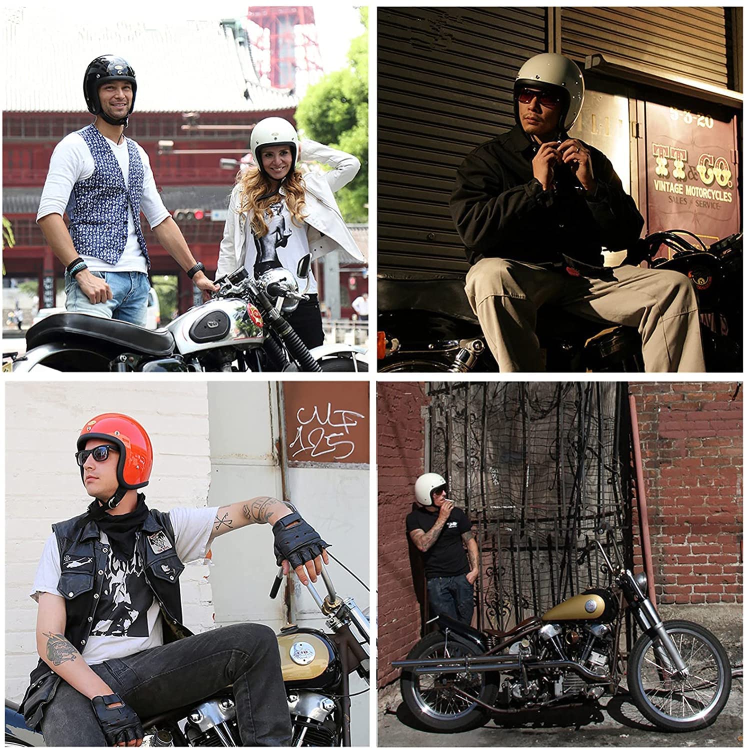 Produktbild von BDTOT Motorradhelm Retro Halbhelm Chopper Helm DOT/ECE