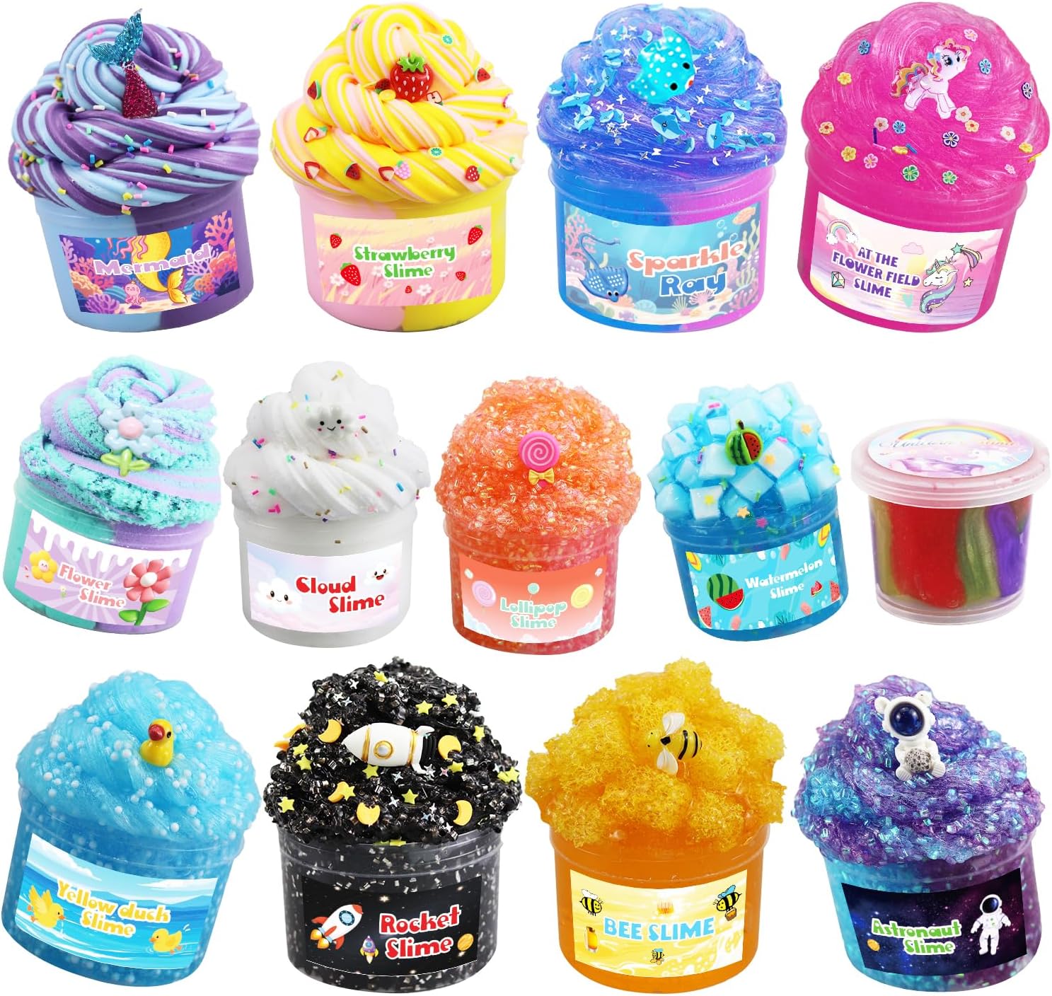 13 Pack Crunchy Slime kit,DIY Butter Slime,Stress Relief Toys,Craft Toy, for Girl and Boys Party Favors,Easter Basket Fillings