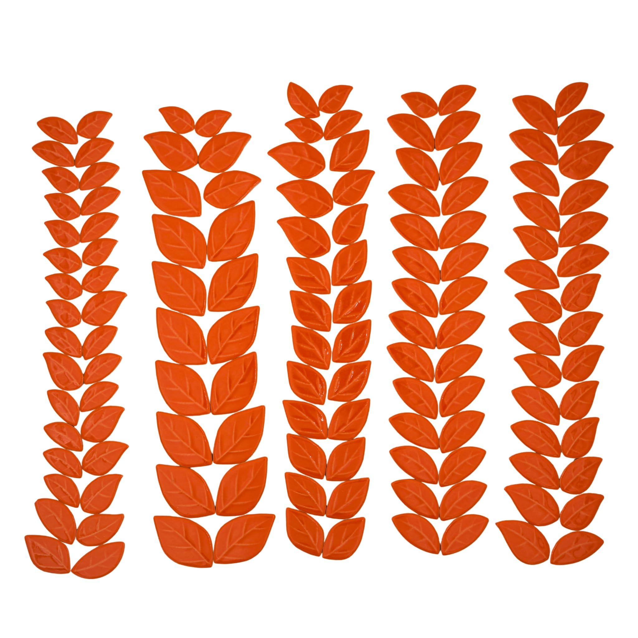 New Ceramic Leaf Mosaic Tiles, Mixed Sizes, 1.1 lbs, Beautiful Colors, Perfect for DIY Crafts, Indoor & Outdoor Decor, Garden Art & Mosaic Projects (Orange)