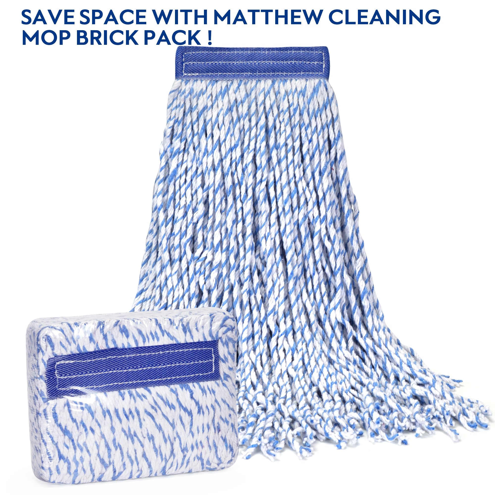 MATTHEW CLEANING Looped-Open Cotton Wet Mop 1.25'' Universal Headband Heavy Duty Commercial Mop Head Replacement for indoor and outdoor Use,Grease Stain Floor Cleaning String Mop Head Refill Pack of 3