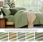 WRENSONGE Queen Comforter Set - 7 Pieces Sage Green Soft Bed in a Bag Queen with Fitted Sheet, Flat Sheet, 2 Pillow Shams, and 2 Pillowcases- Warm Bedding Sets for All Season