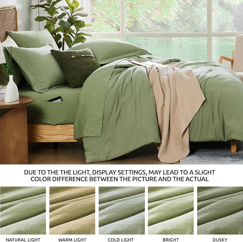 Queen Comforter Set-7 Pieces Soft Prewashed Bed in a Bag Queen Bedding Sets image 6