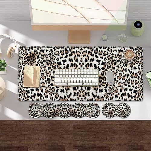 Miniatura 7 de Juego de reposamuñecas para teclado y mouse para juegos, alfombrilla de mouse grande XXL + reposamuñecas ergonómico de espuma viscoelástica, para