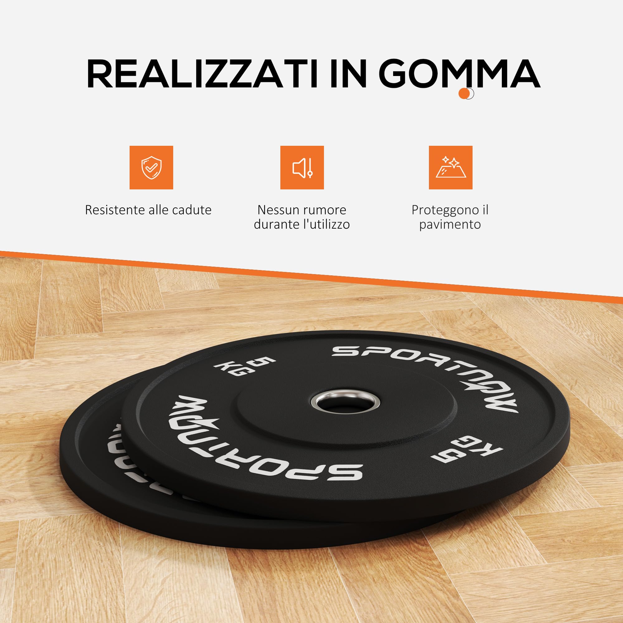 SPORTNOW Set 2 Dischi Pesi Da 10 Kg In Gomma Foro 5 Cm Per Manubri E Bilancieri 89064291