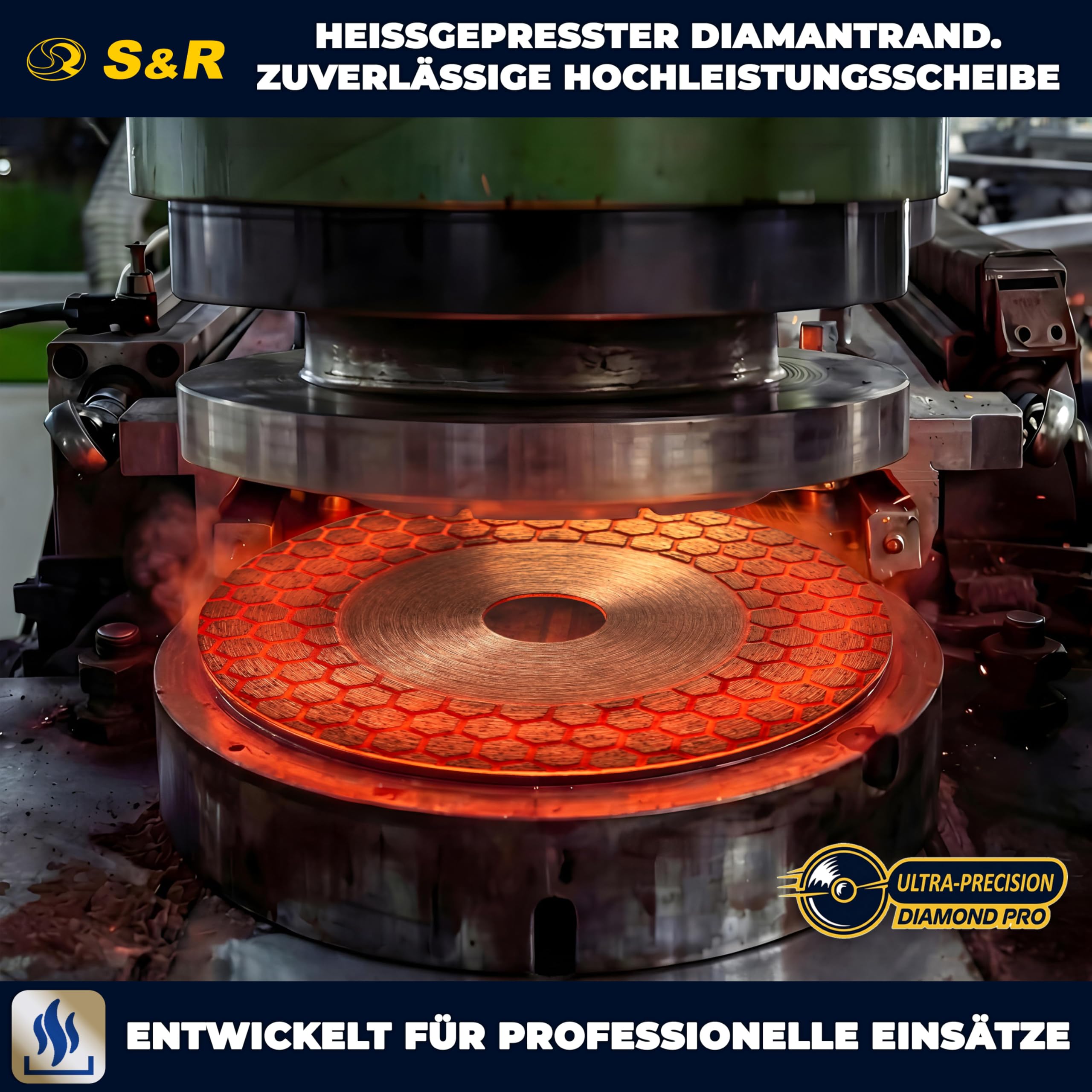 S&R Diamentowa tarcza tnąca, tarcza do cięcia 125 mm, tarcza diamentowa 125 mm, tarcza kamienna, 125 mm diamentowa tarcza tnąca 125 x 22,23/25 x 1,7 mm do porcelany, gresu, twardych płytek, kamienia