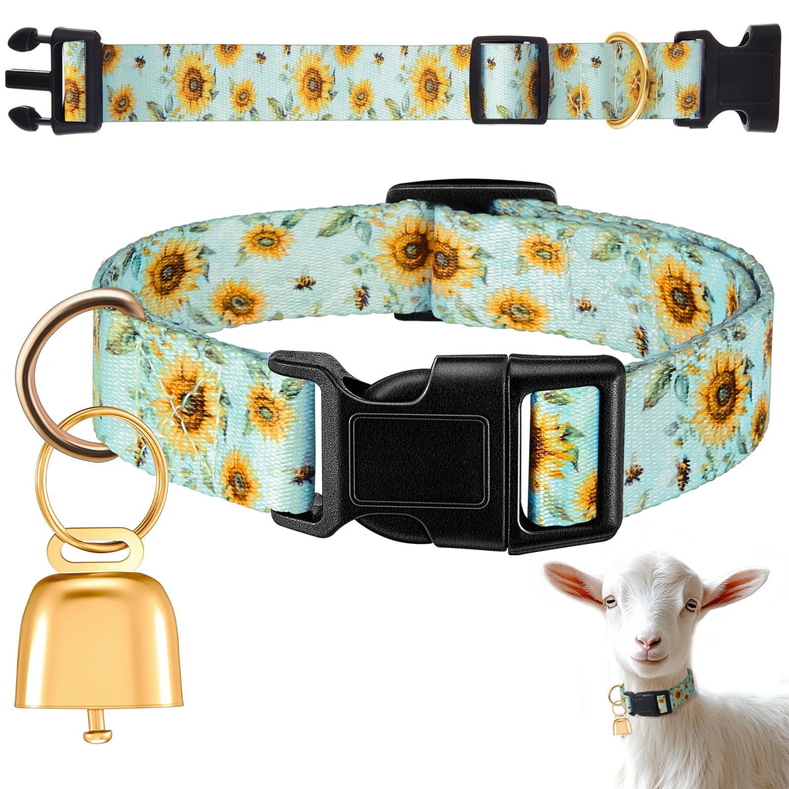 Copper Bell Goat Collar, Sunflower Farm Style for Pygmy Goats and Lambs