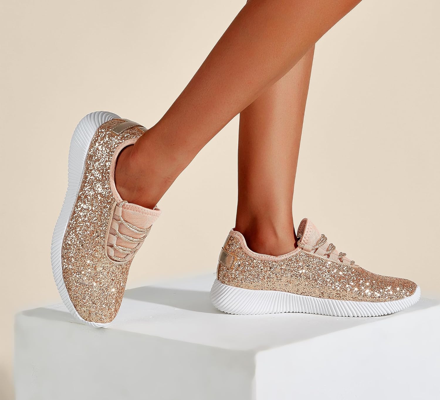 K KIP WOK Fashion Glitter Sneakers for Womens Silp On Running Shoes Lightweigt Tennis Walking Sneakers - Image 8