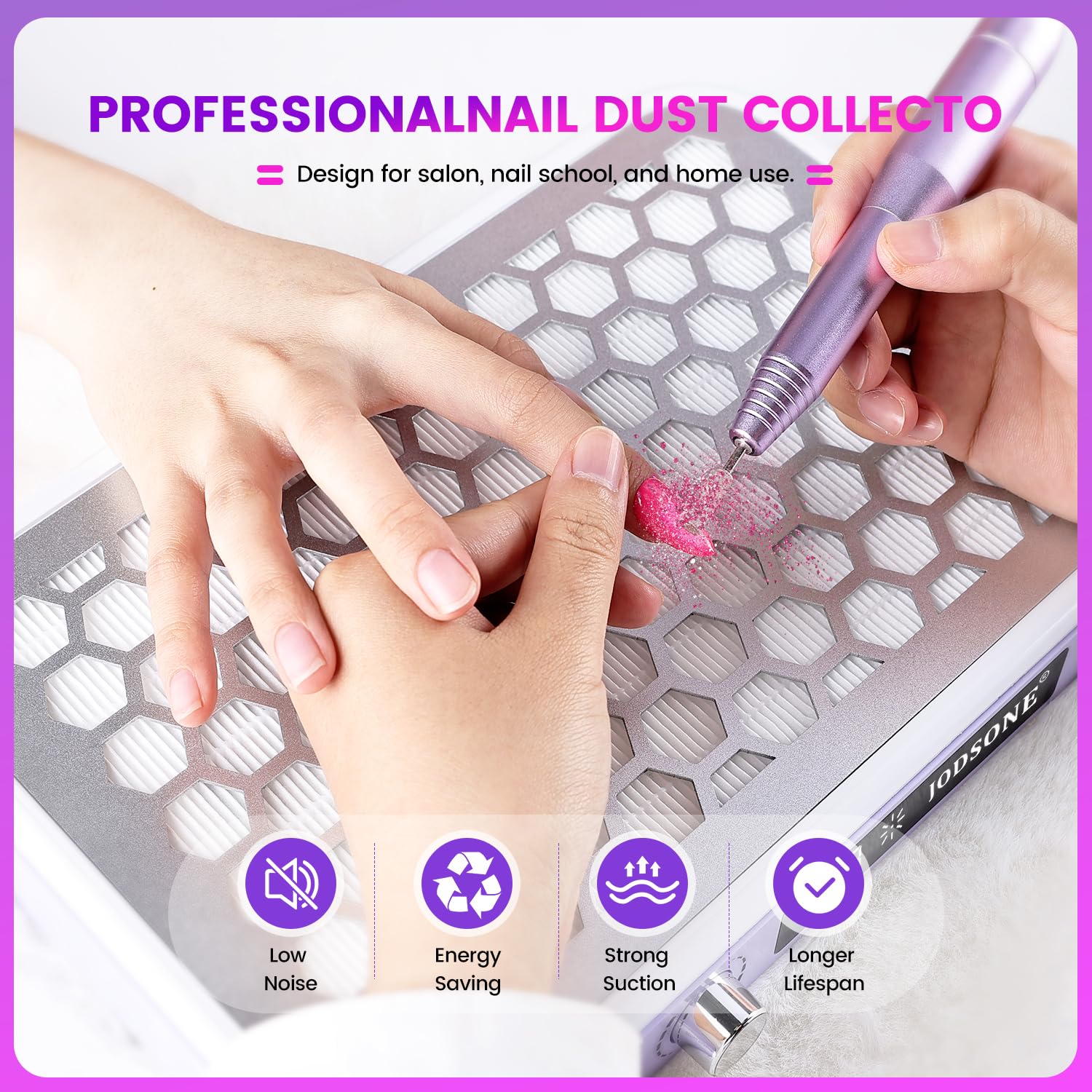 JODSONE, Collettore Professionale di Polvere per Unghie con Doppie Ventole Turbo e Display LED, Portatile, Elevata Efficienza di Rimozione della Polvere, Controllo Intelligente per Uso in Nail Art e