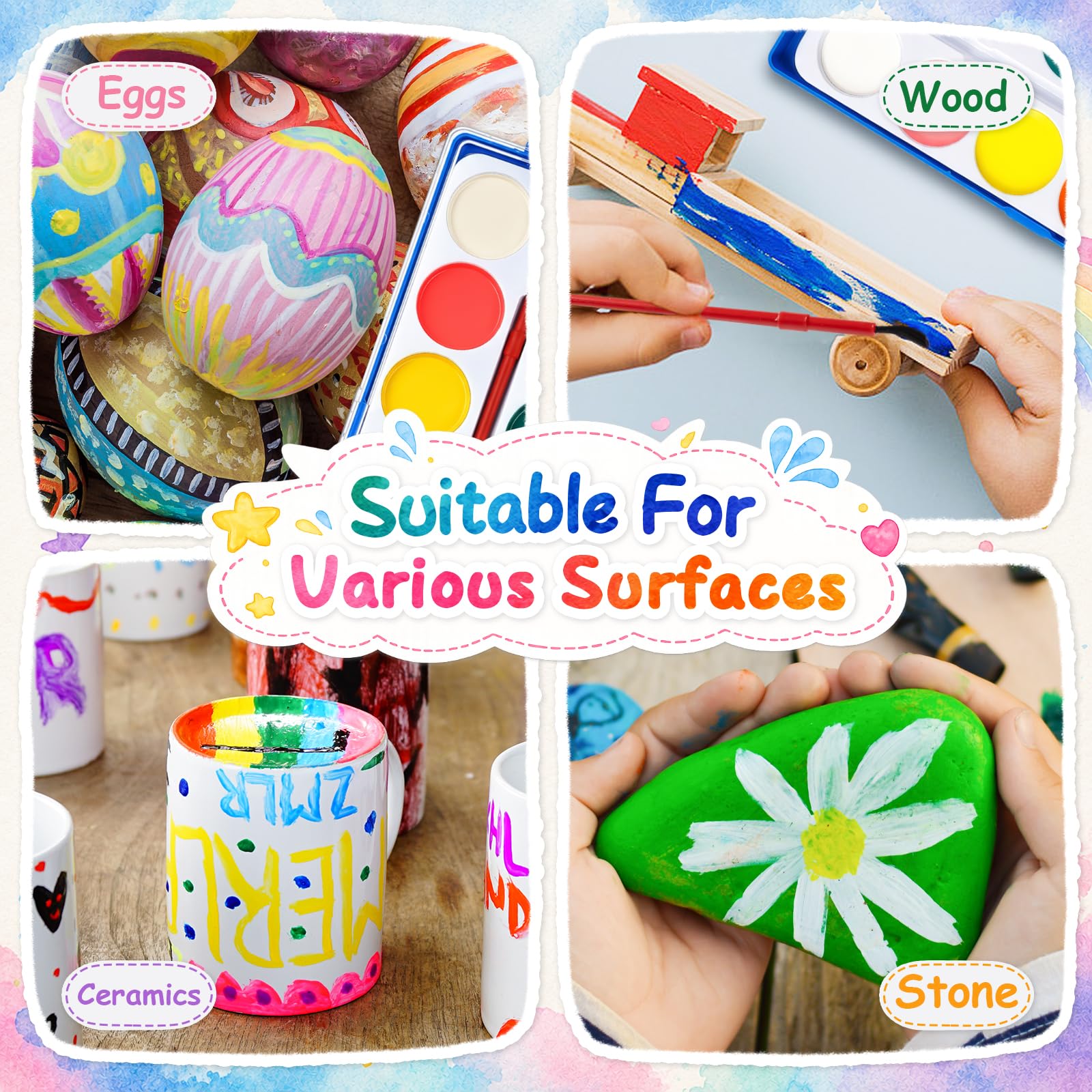 Set di 72 colori ad acquerello, lavabili per bambini, pittura ad acquerello con pennelli, regalo ideale per bomboniere, materiale scolastico e premi in classe, attività artistiche, 12 colori