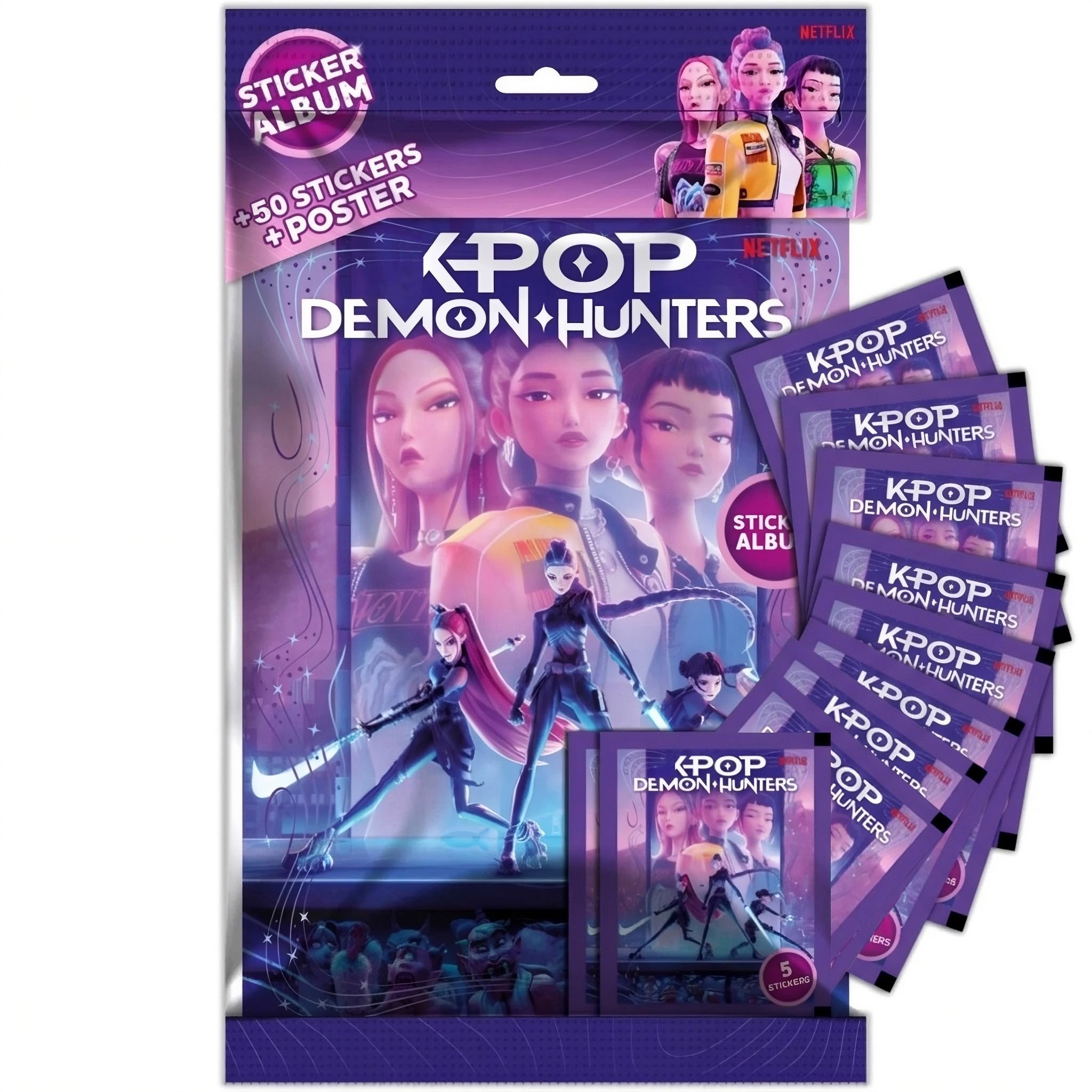 KPOP DEMON HUNTERS Album + 10 Bustine di Figurine + Poster - Premium Starter Pack - 2