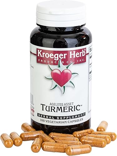 Kroeger Herb Products, Cúrcuma 950 mg de apoyo articular y suplemento antioxidante, vegetariano, sin OMG, sin conservantes ni rellenos, fabricado en