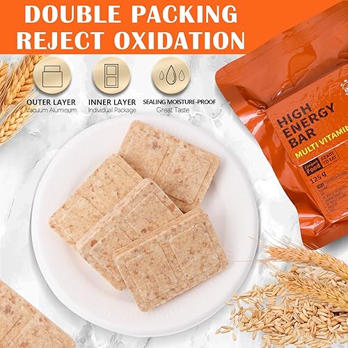 Miniatura 10 de Barras de ración de alimentos de emergencia, 12 unidades de pestañas de supervivencia comprimidas de galletas con sabor a café, suministro de