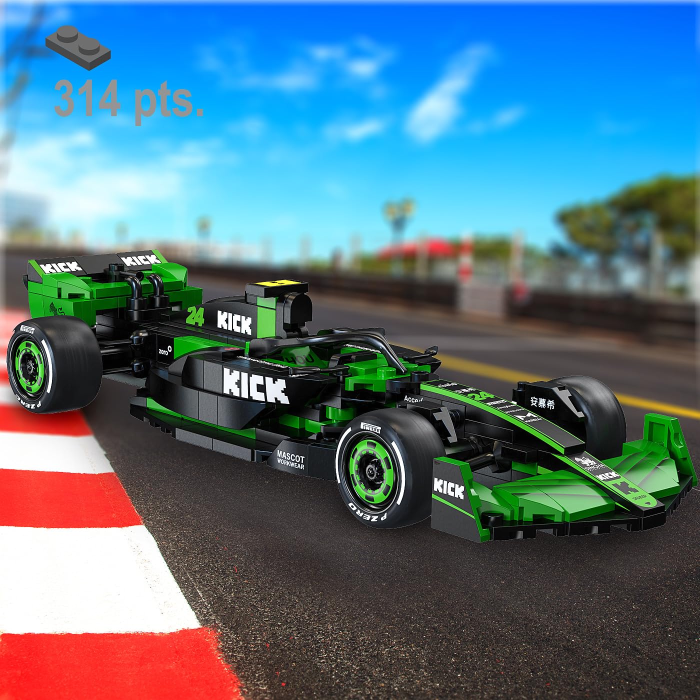 JAMARA 402861 Cada Kick Sauber F1 Team C44-2024 Bricks 1:24, Coche de Juguete, Coche Deportivo para niños a Partir de 8 años, Kit de Ladrillos de sujeción, Idea de Regalo para niños, Fiel a