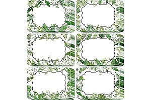 Jungle Name Tags for Classroom - 120 Pcs Rustic Bloom Leaves Name Stickers for Decoration
