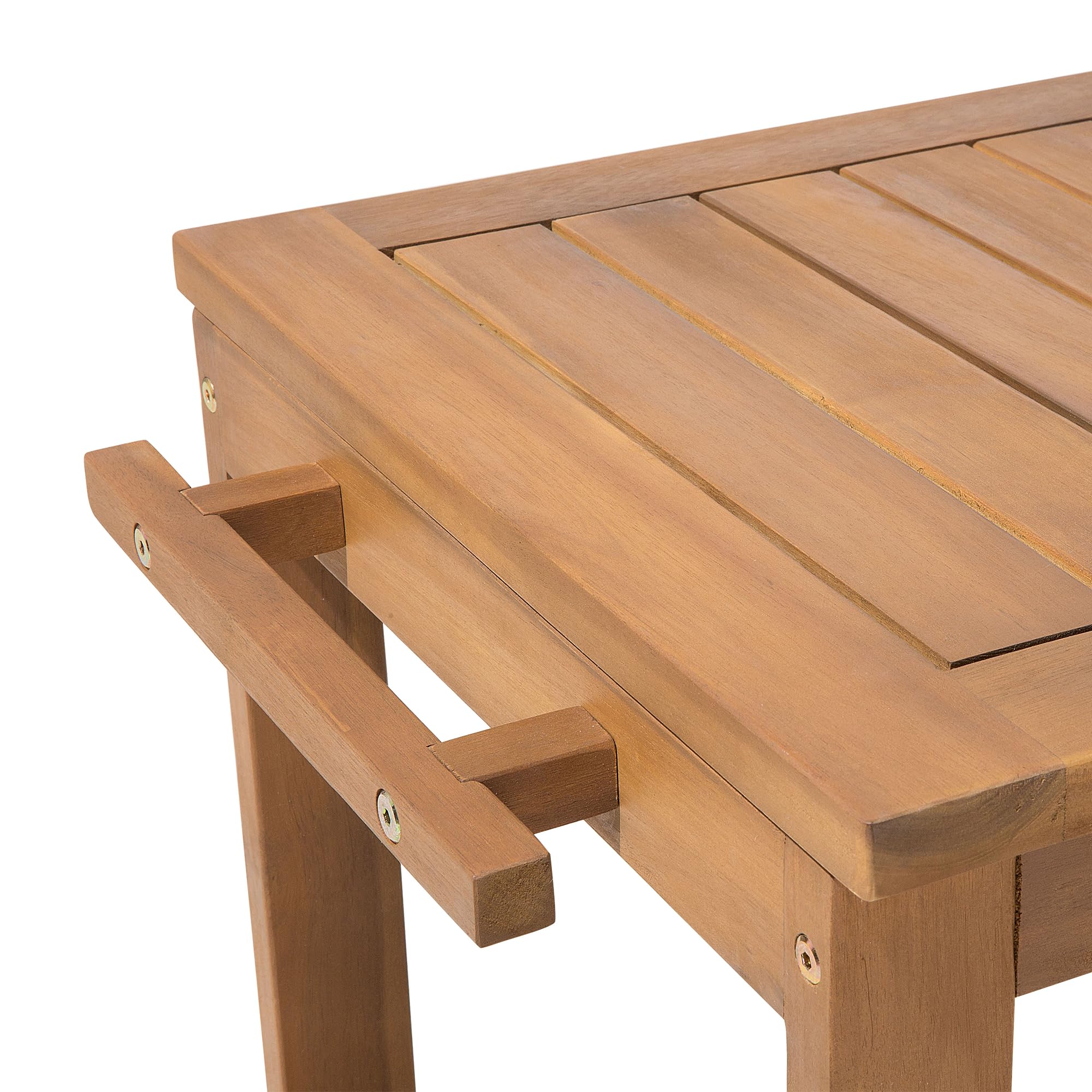 Beliani Carrello da giardino in legno di acacia con supporto per bottiglie