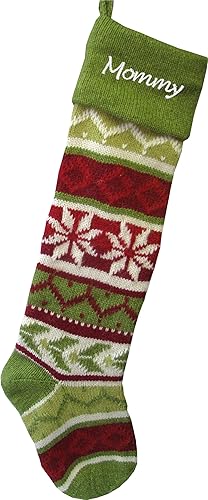 Miniatura 1 de Grande personalizado KnitMedias de Navidad verde Cuff Árbol de ciervo
