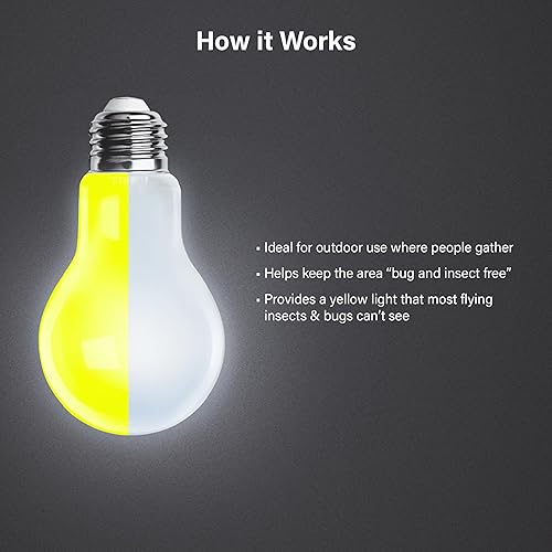 Miniatura 4 de Feit Electric A19 - Luz LED para insectos para exteriores, equivalente a 60 vatios, regulable, base E26, 800 lúmenes, color seleccionable, 13 años