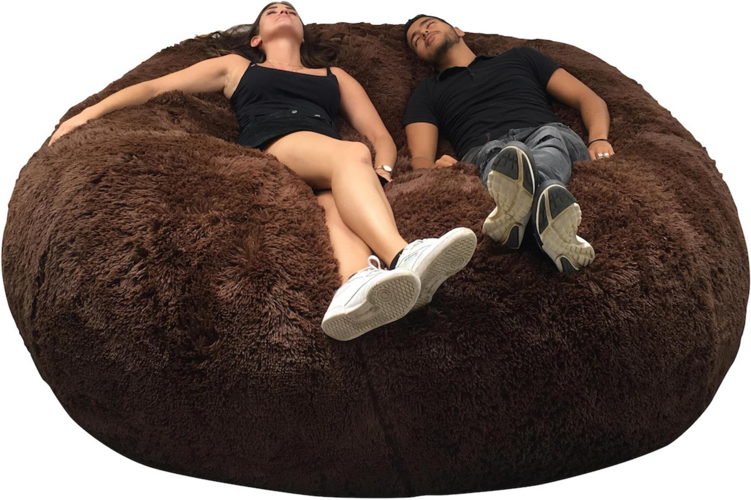 180Bananair - Giant Bean Bag for Adults and Kids - Comfortable, Premium Quality Foam - Ultra Soft, Synthetic Fur - Removable & Machine Washable Cover - XXL Fluffy Bean Bag Chair/Sofa (200 cm, Brown)