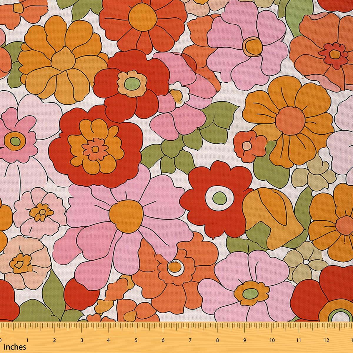 Amazon.com: Vintage Boho Plant Floral Fabric by The Yard 60S 70S