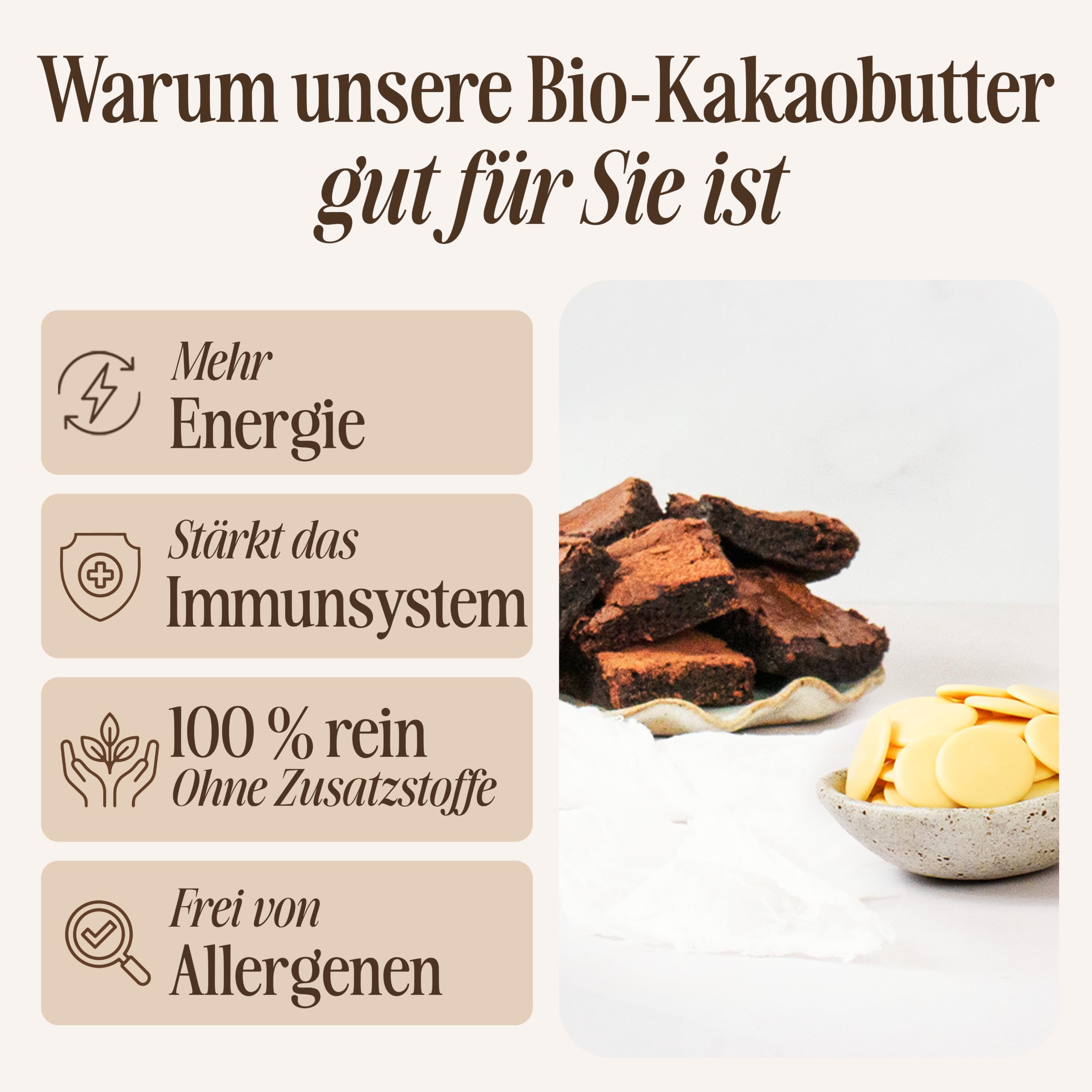 Sevenhills Wholefoods Kakaobutter Bio 500g, Rein und Natürlich, Premium Qualität