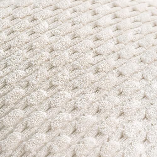 Miniatura 5 de Cozoomy Juego de 4 fundas de almohada decorativas de pana de 12 x 20 pulgadas, fundas de cojín suaves y esponjosas de color blanco crema para cama,