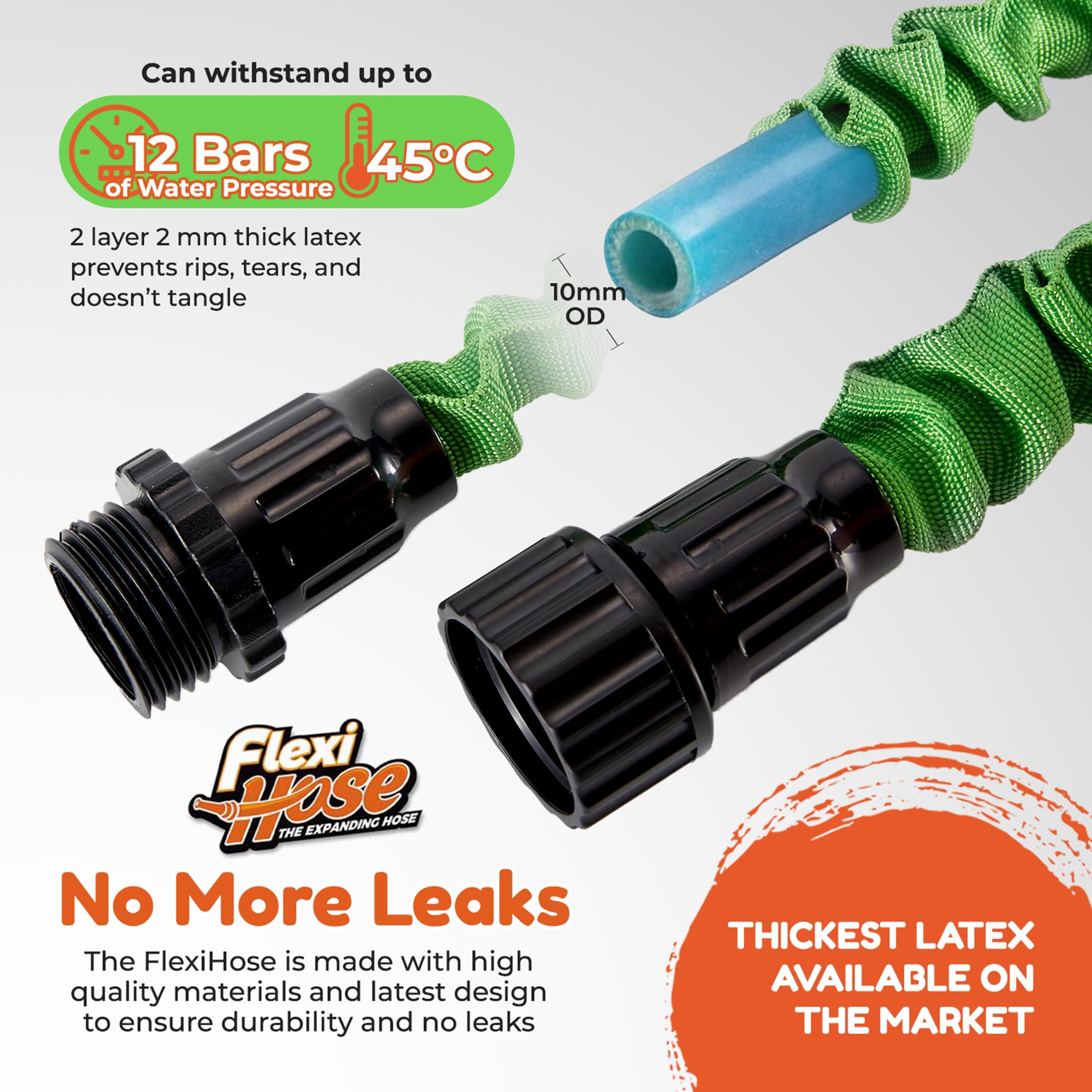 Flexi Hose 30 m erweiterbarer Gartenschlauch, einziehbarer Wasserschlauch, Grün | Inklusive Sprühdüse mit mehreren Funktionen, perfekt für Gartenbewässerung, Rasenpflege, Autowäsche und Außenreinigung