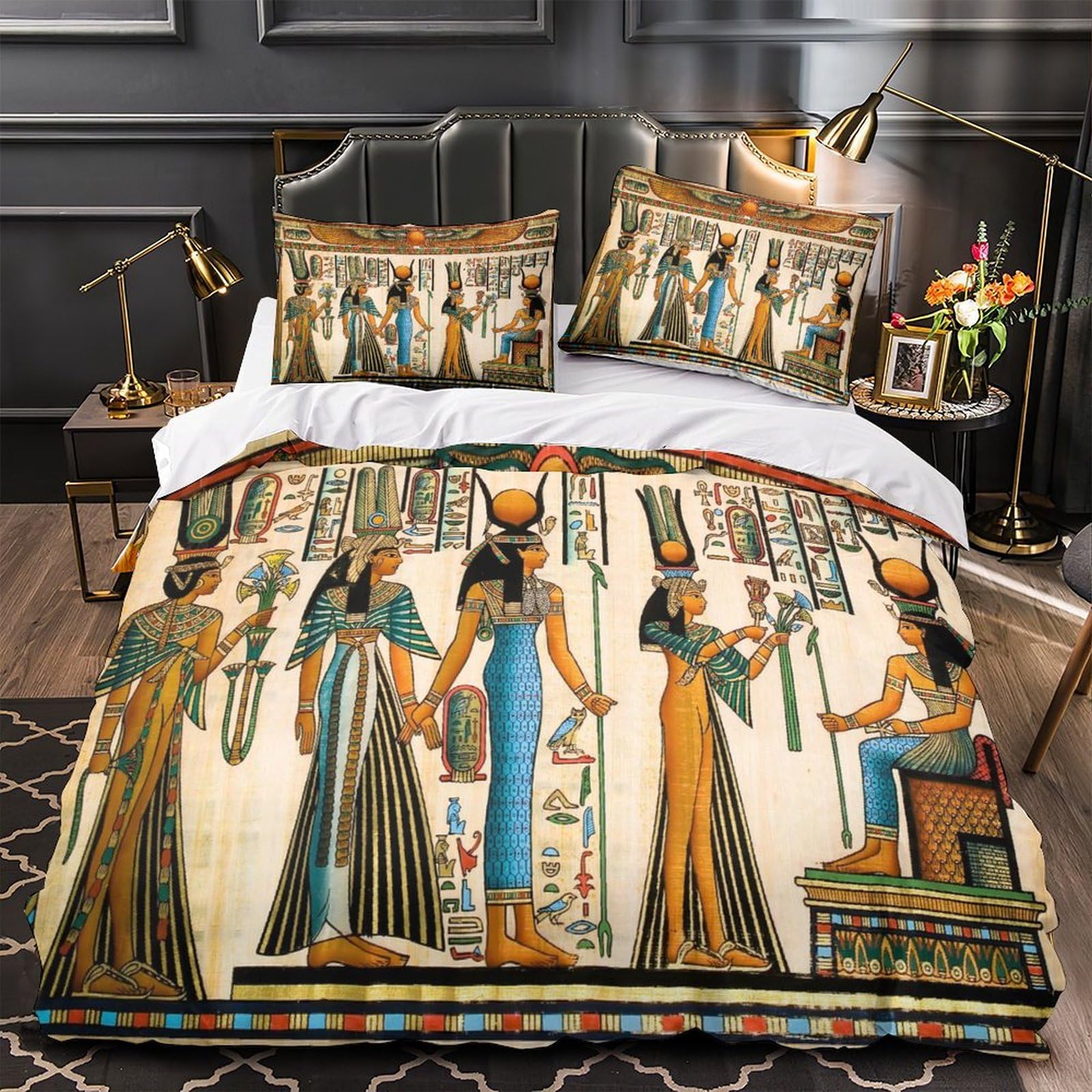Housse de couette Égypte 3D microfibre pour grand lit ado et adulte