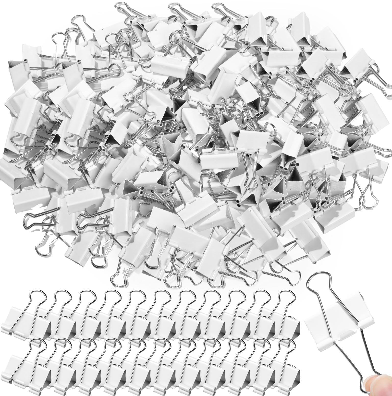 Jetec Lot de 300 pinces à papier en métal blanc de 32 mm, réutilisables, pour la maison, le bureau, l'école