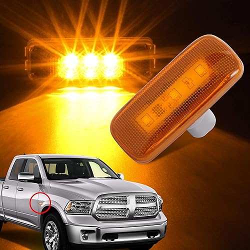 Miniatura 5 de HUSUKU 4 luces LED de doble cabina para Dodge Ram 2500 3500 2010-2017 (2 ámbar, 2 rojos)