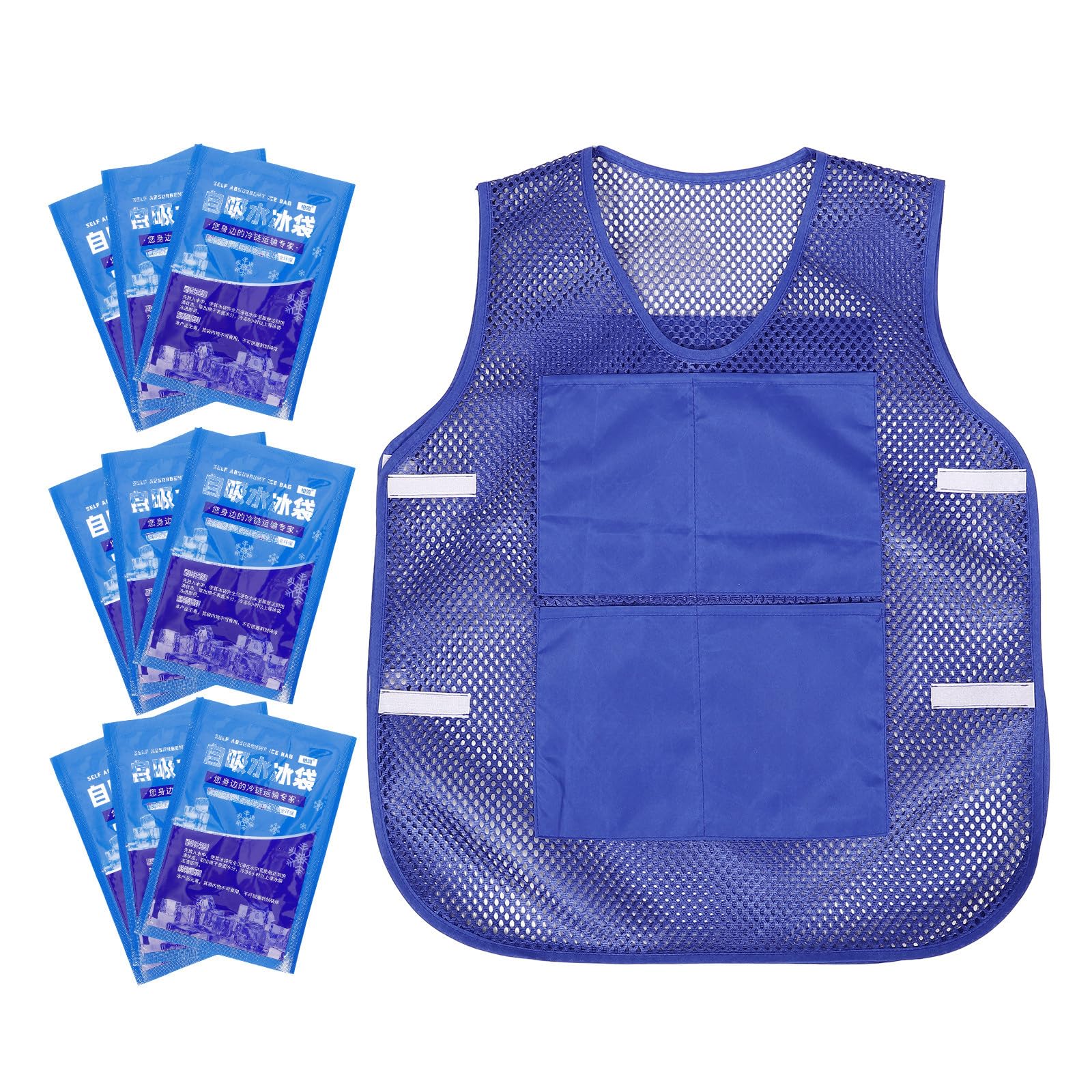 1set Gilet Refrigerante Estivo con Impacchi di Ghiaccio Riutilizzabili Smanicato da Lavoro Traspirante per Uomo Raffreddamento Rapido per Attività all Aperto