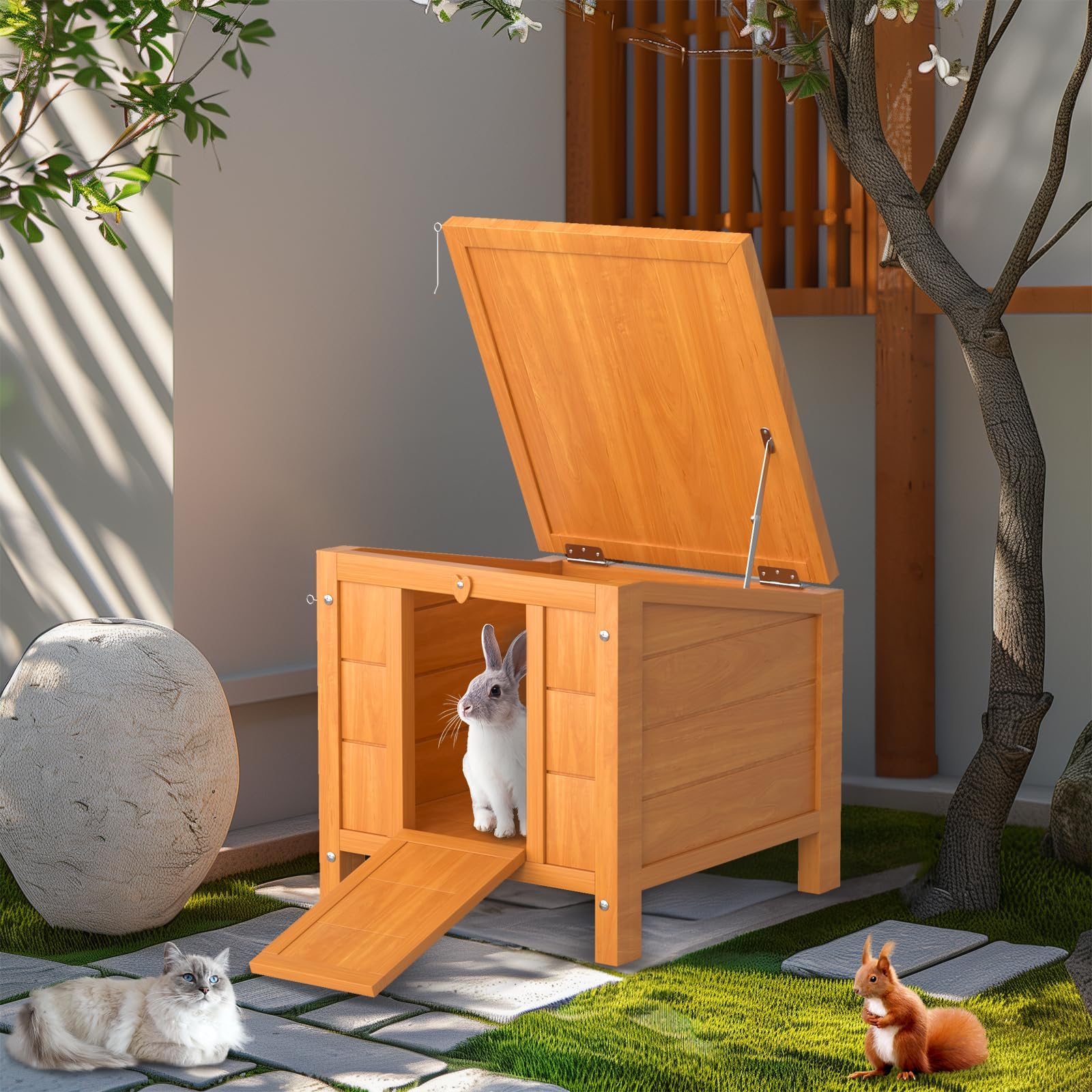 Amazon.com: Wooden Rabbit Hutch Indoor and Outdoor, Weatherproof Cat ...