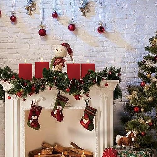 Miniatura 6 de Bilymate Red Wax Flameless Candles,Battery Operated LED Pillar Candles with Remote and Timer for Valentines Home Wedding Birthday Decoration, Set of