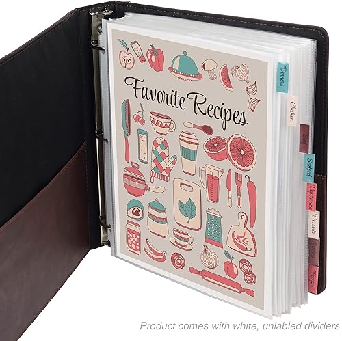 Vista 35 de Samsill Protectores de páginas para tarjetas de recetas de 8.5 x 11 pulgadas, 25 unidades, 2 hojas de carga lateral de bolsillo para carpetas de 3