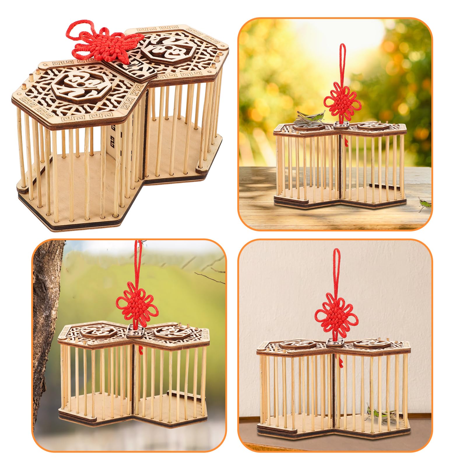 ORFOFE Elegant Bamboo Cage Sturdy Lightweight for Boys and Girls' Science Education Small Container