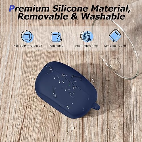 Miniatura 6 de Funda compatible con Sony WF-1000XM5, funda protectora de silicona para auriculares inalámbricos Sony XM5, LED frontal visible (azul medianoche)