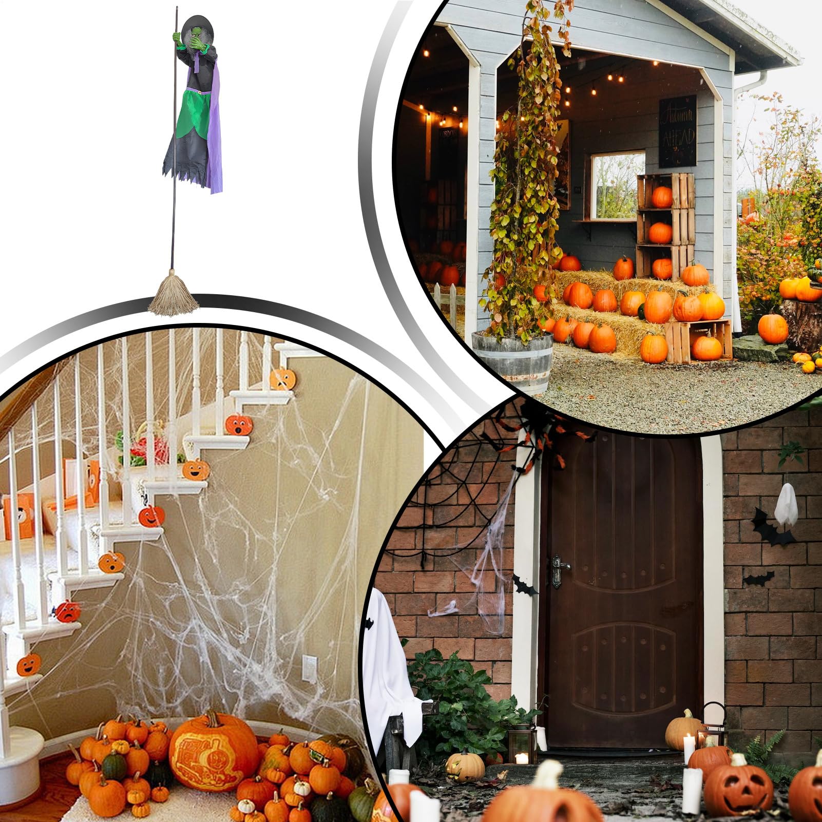 Scopa da Decorazione Halloween Decorazione Halloween Volante di 3 Metri | Per Esterni Porta Giardino Recinto Ingresso Soffitto Portico Fuga