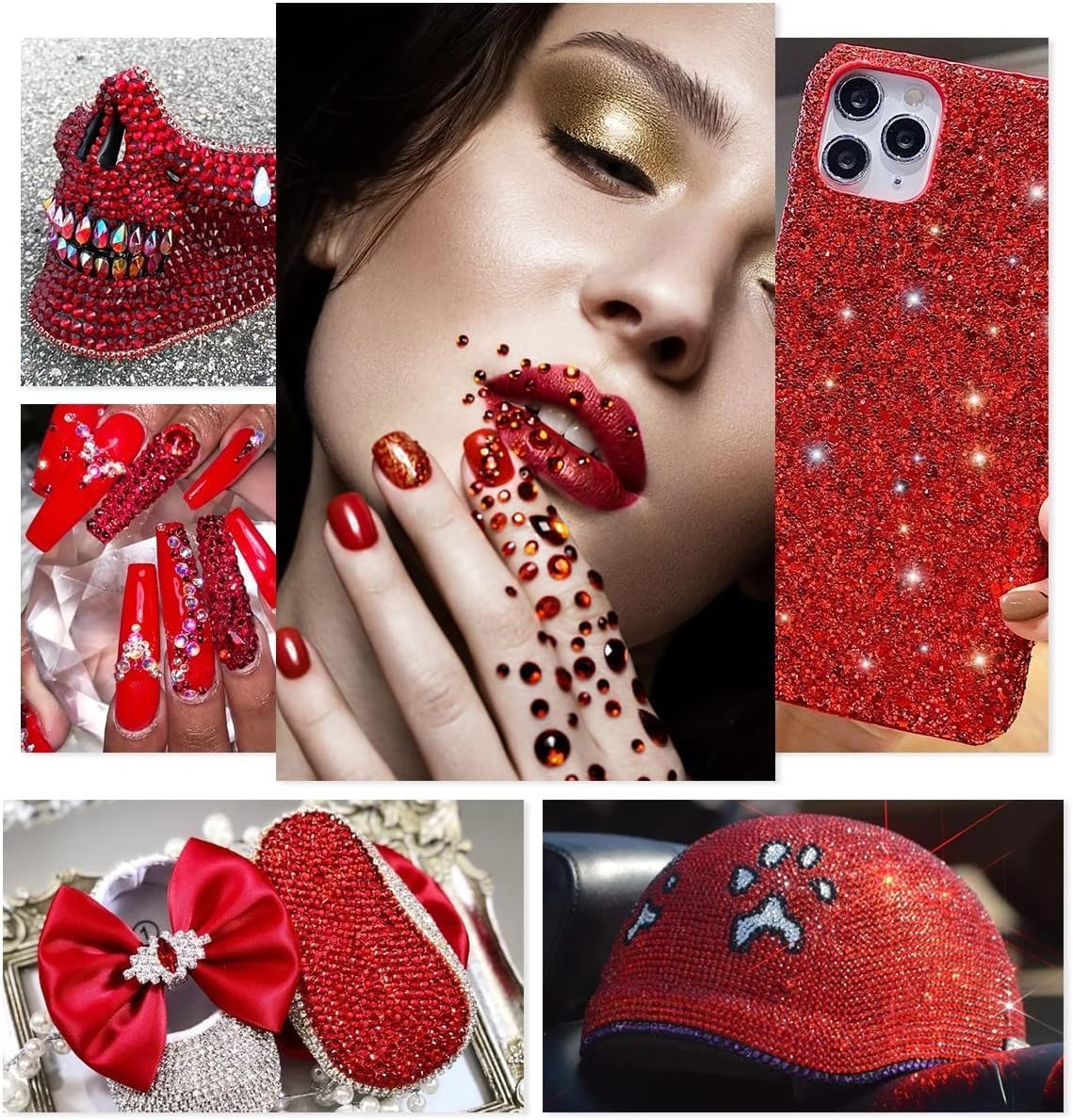 5300PCS 3mm Siam Red Crystal Resin Rhinestones for Crafting SS10 Flatback Stones Bulk Non-Hotfix Ruby Red Diamonds Crystals Gems Charms for Nails Face Eyes Makeup Mugs Tumblers Bottles Crafts - Image 3