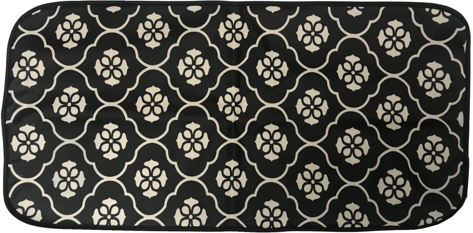 Black Flower Design Laminated Waterproof Foldable Baby Changing Mat Waterproof