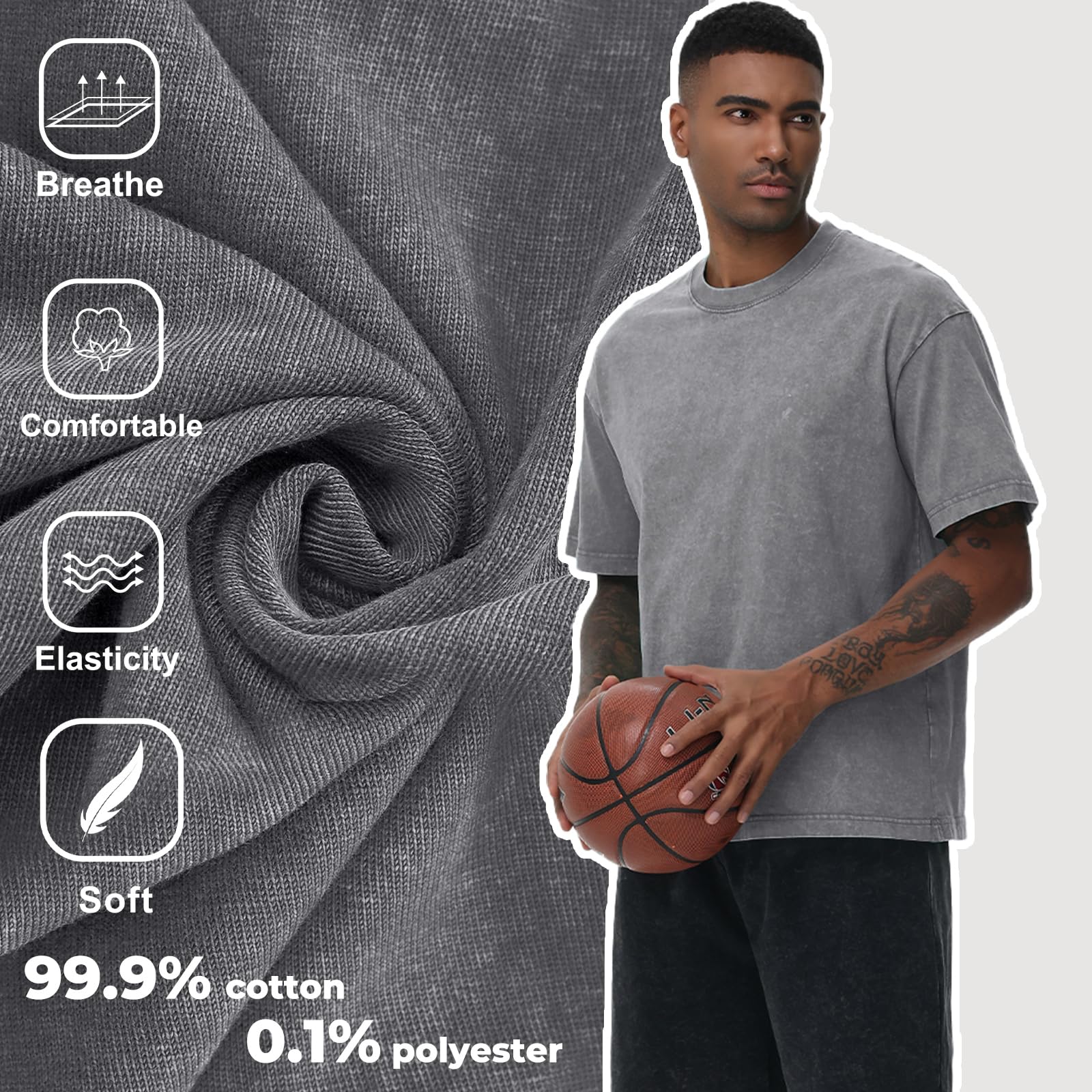 Herren-T-Shirts aus Baumwolle, übergroß, Unisex, Kurze Ärmel, lässig, lockere Waschung, einfarbig, Basic-T-Shirt