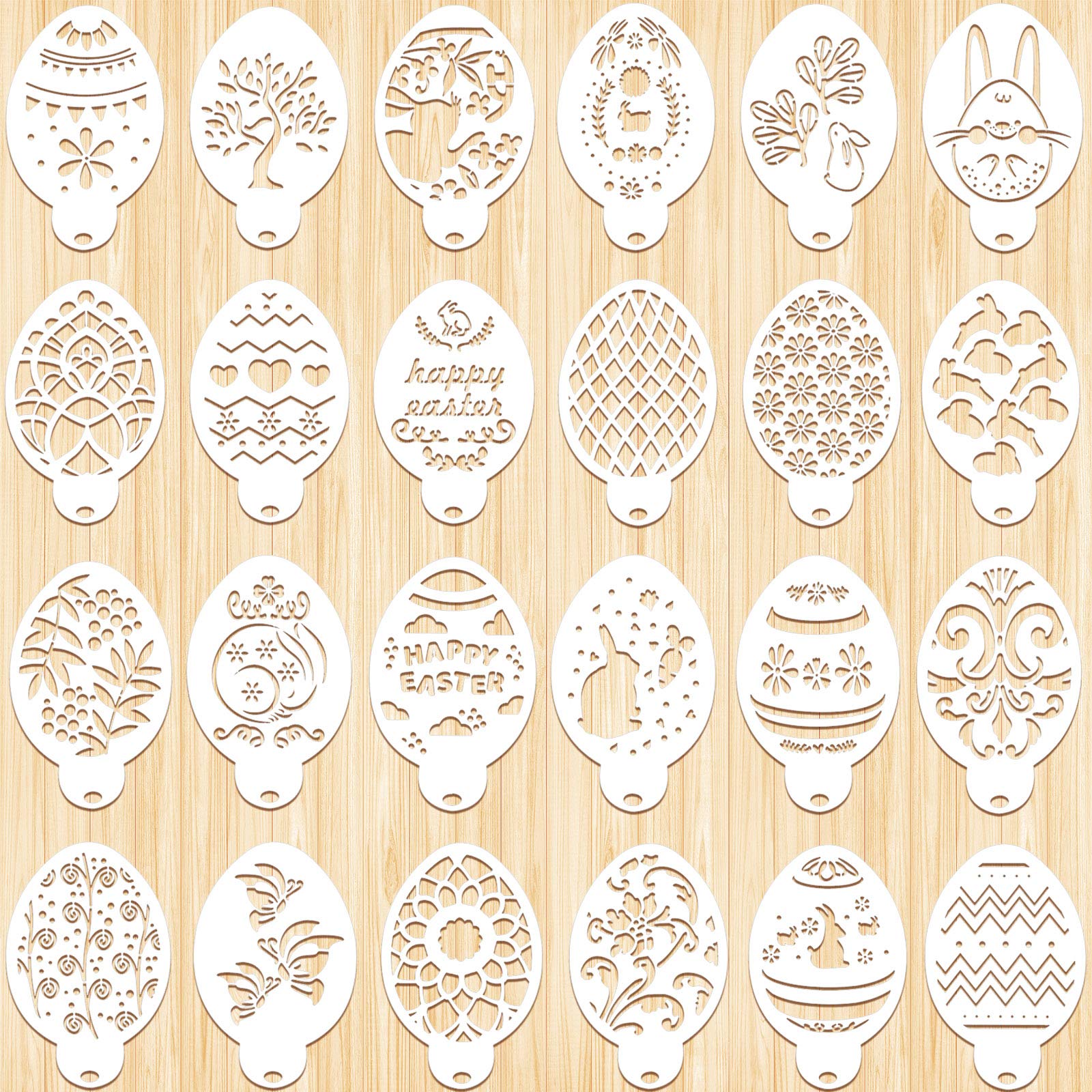 Buy 24 Pieces Easter Stencils Easter Eggs Stencils Painting Stencils