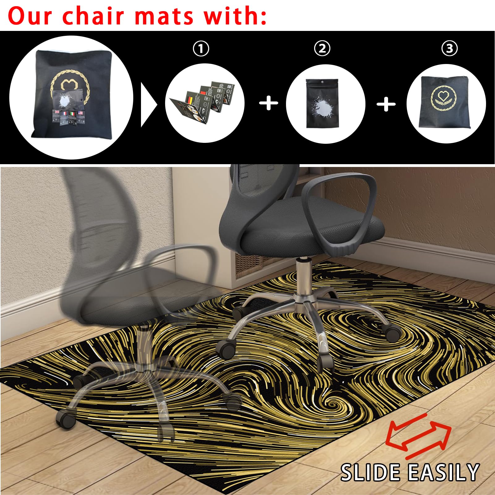 Schreibtischstuhl Unterlage 200 x 300 cm | Bürostuhl Matte | Bodenschutzmatte Bürostuhlunterlage Gaming Teppich | Bodenschutz Bürostuhl Teppichschoner für Hartböden | Parkett | Laminat | Teppichboden