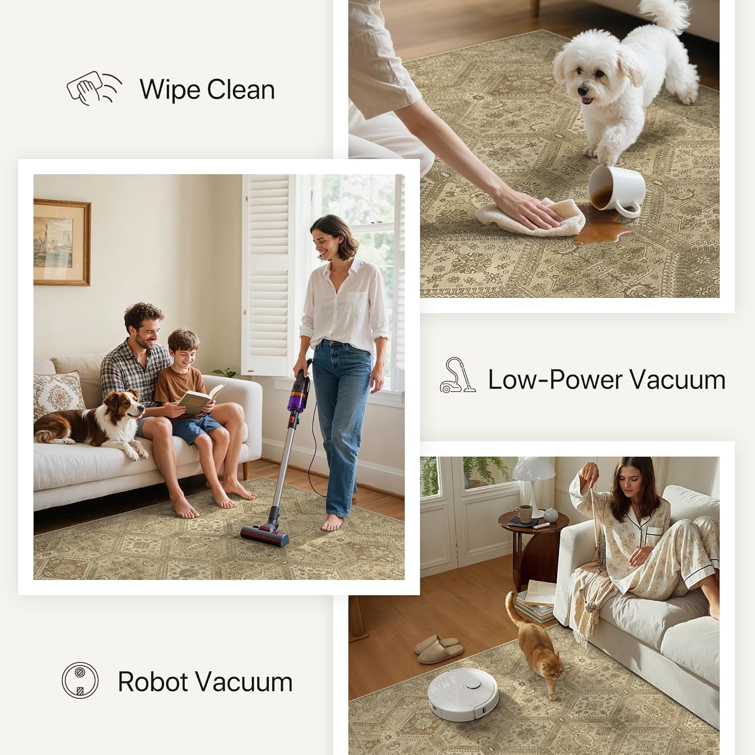 Bavni 2x5 Runner Rug Non Slip, Machine Washable Rug Runners for Hallways, Vintage Distressed Print Kitchen Runner, Low Pile Lightweight Carpet Runner for Entryway Laundry Bedroom Bathroom Nut Brown - Image 5