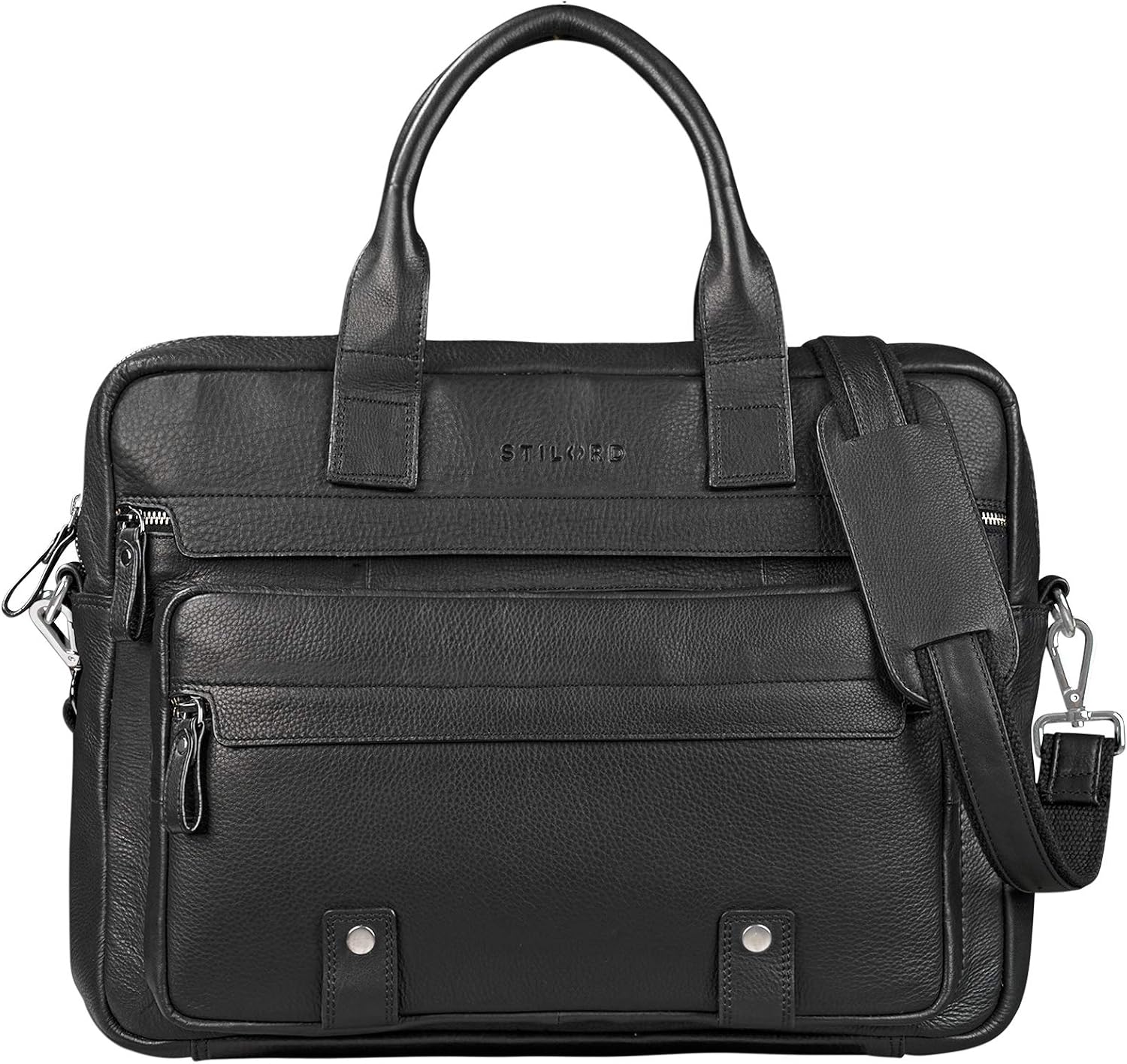 STILORD 'Leander' Elegant Business Bag Large Leather for 15,6 inches Laptop/MacBook Messenger Bag Satchel Genuine Soft Cow Hide, Colour:Black - Image 3